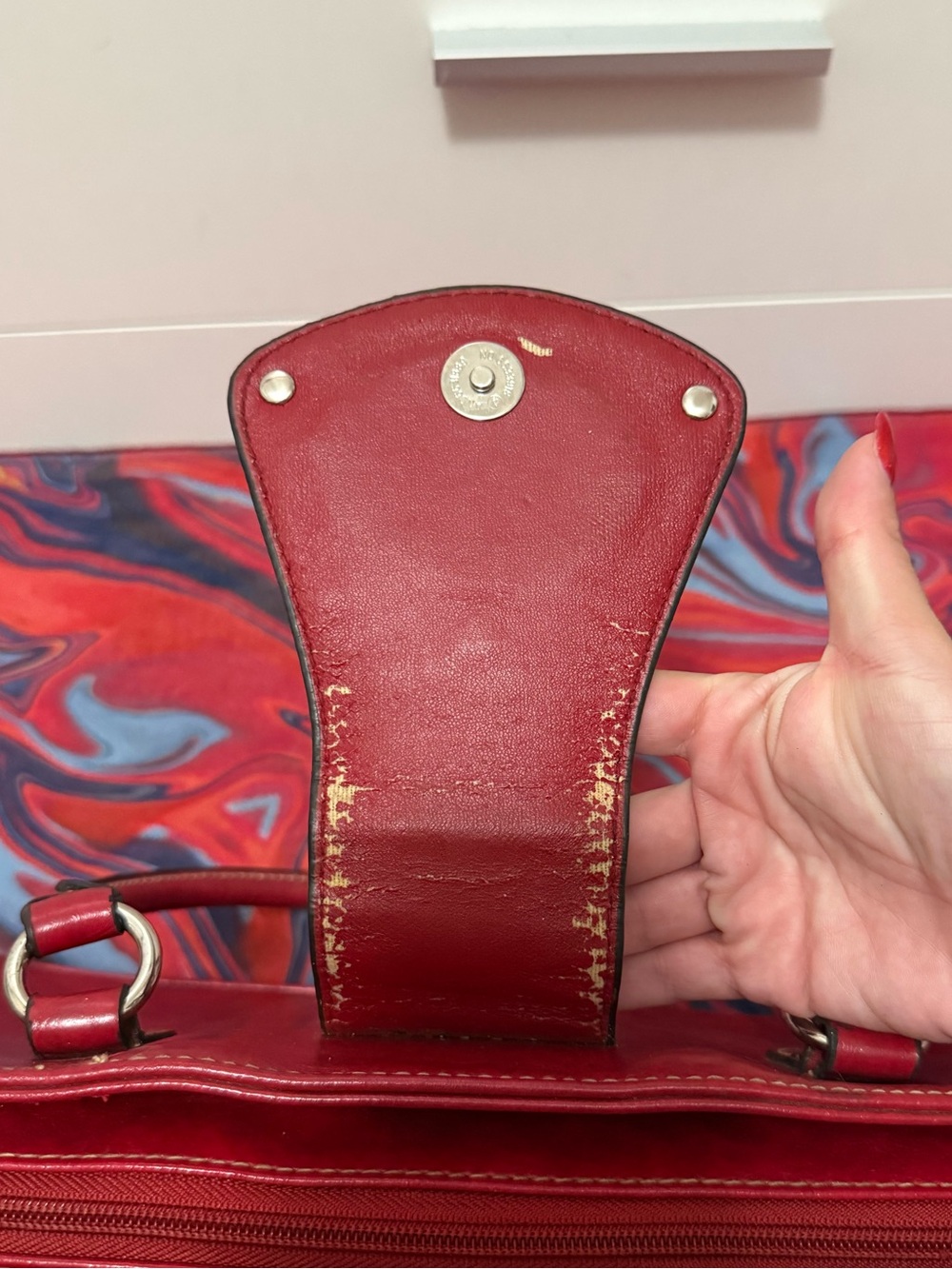 Vintage Y2K Cherry Red Structured East West Baguette Bag πβ¨ - Picture 5 of 7